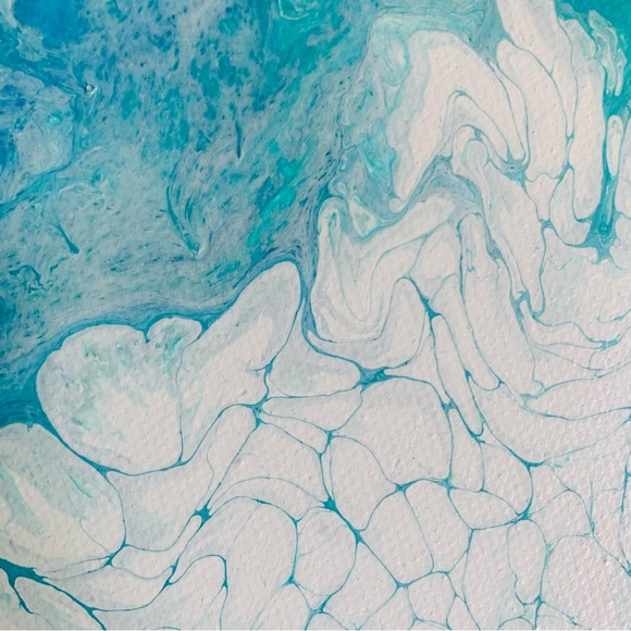 Ocean Scene Fluid Art Abstract Painting Wall Decor Beachy Coastal Nautical - Picture 5 of 5